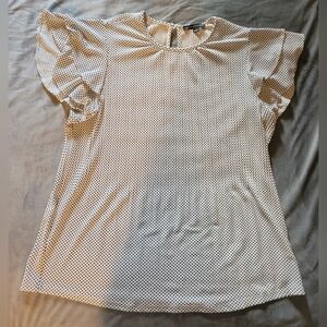 Adrianna Papell |Women's Polka Dot Ruffle Sleeve Top